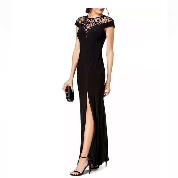 ADRIANNA PAPELL Adrianna Women's Sequin Embellished Illusion-Lace Gown evening 4 - Picture 1 of 12